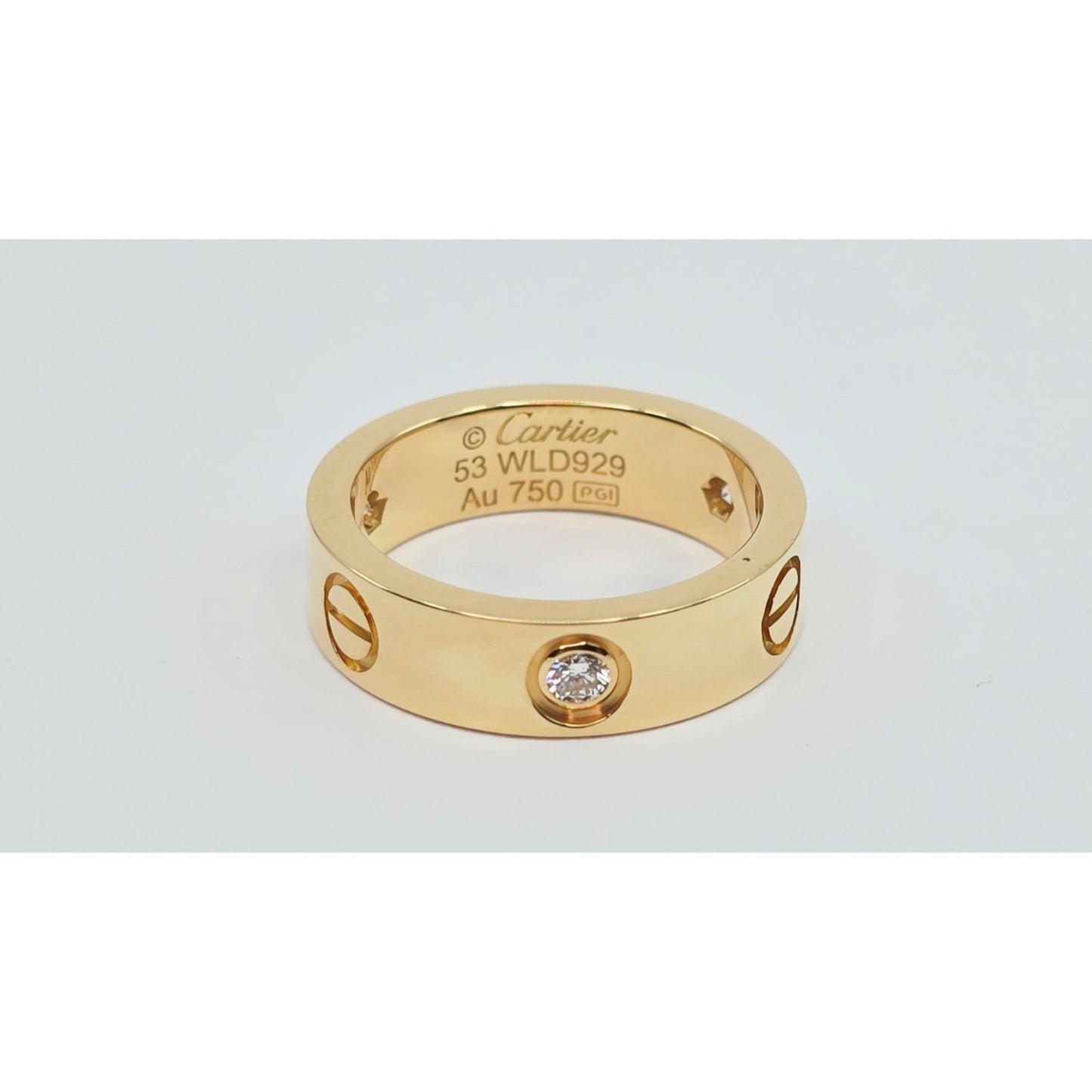 Cartier LOVE Ring Classic Model 3 Diamonds 18K Yellow Gold