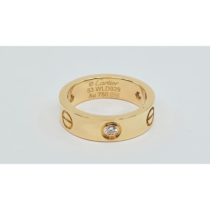 Cartier LOVE Ring Classic Model 3 Diamonds 18K Yellow Gold