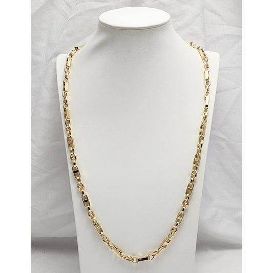 14K Yellow Gold Puffy Gucci Mariner Link Chain Necklace Italy