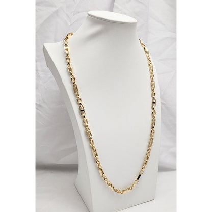 14K Yellow Gold Puffy Gucci Mariner Link Chain Necklace Italy