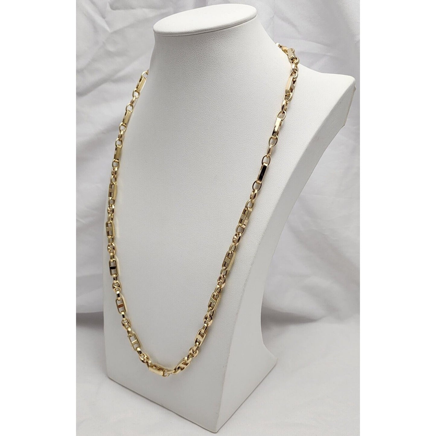 14K Yellow Gold Puffy Gucci Mariner Link Chain Necklace Italy