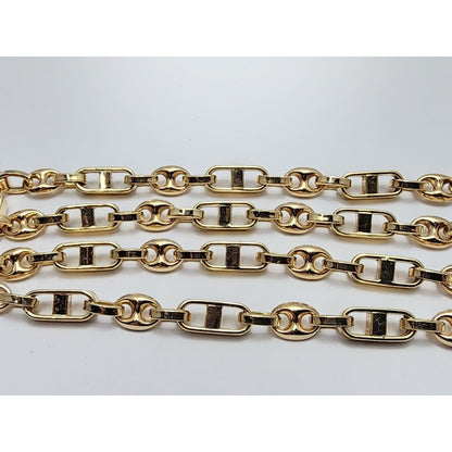 14K Yellow Gold Puffy Gucci Mariner Link Chain Necklace Italy