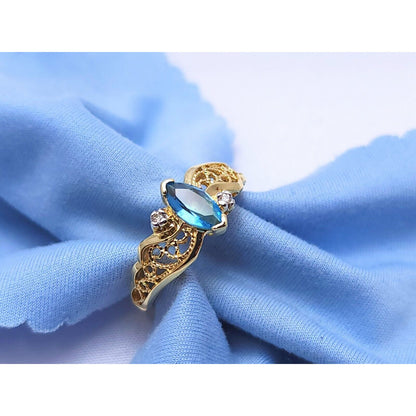 Beverly Hills Gold 14K Yellow Gold Blue Topaz & Diamond Ring