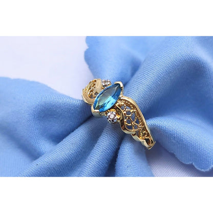 Beverly Hills Gold 14K Yellow Gold Blue Topaz & Diamond Ring