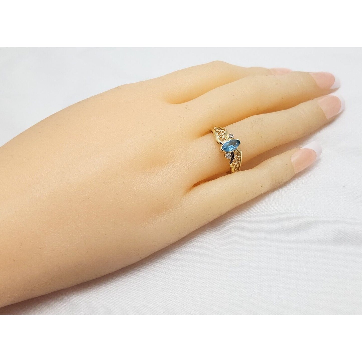 Beverly Hills Gold 14K Yellow Gold Blue Topaz & Diamond Ring