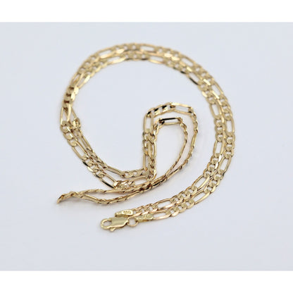 14K Yellow Gold Figaro Link Chain Necklace