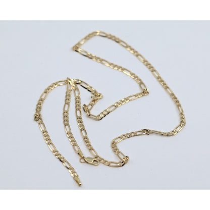 14K Yellow Gold Figaro Link Chain Necklace