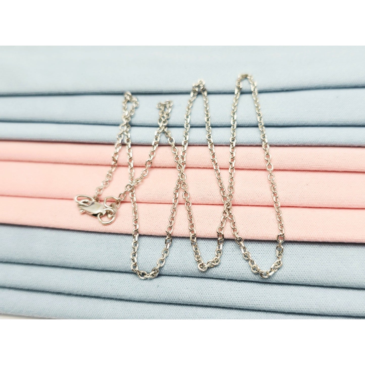 14K White Gold Cable Link Chain Necklace