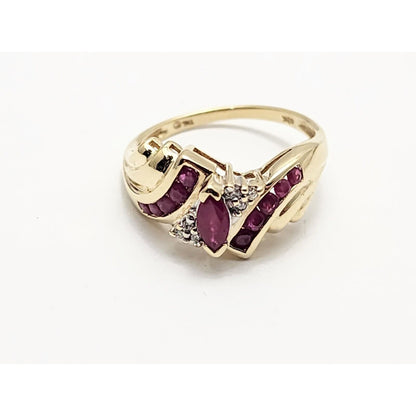 10K Yellow Gold Ruby & Diamond Ring