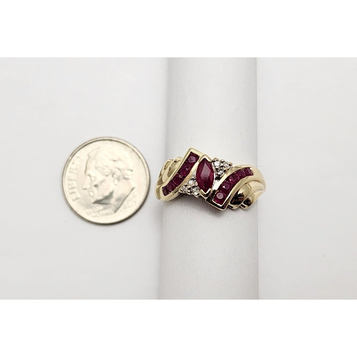 10K Yellow Gold Ruby & Diamond Ring