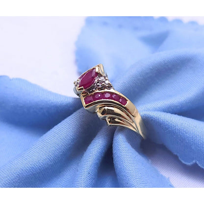 10K Yellow Gold Ruby & Diamond Ring