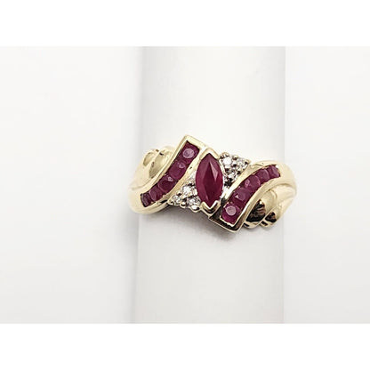 10K Yellow Gold Ruby & Diamond Ring