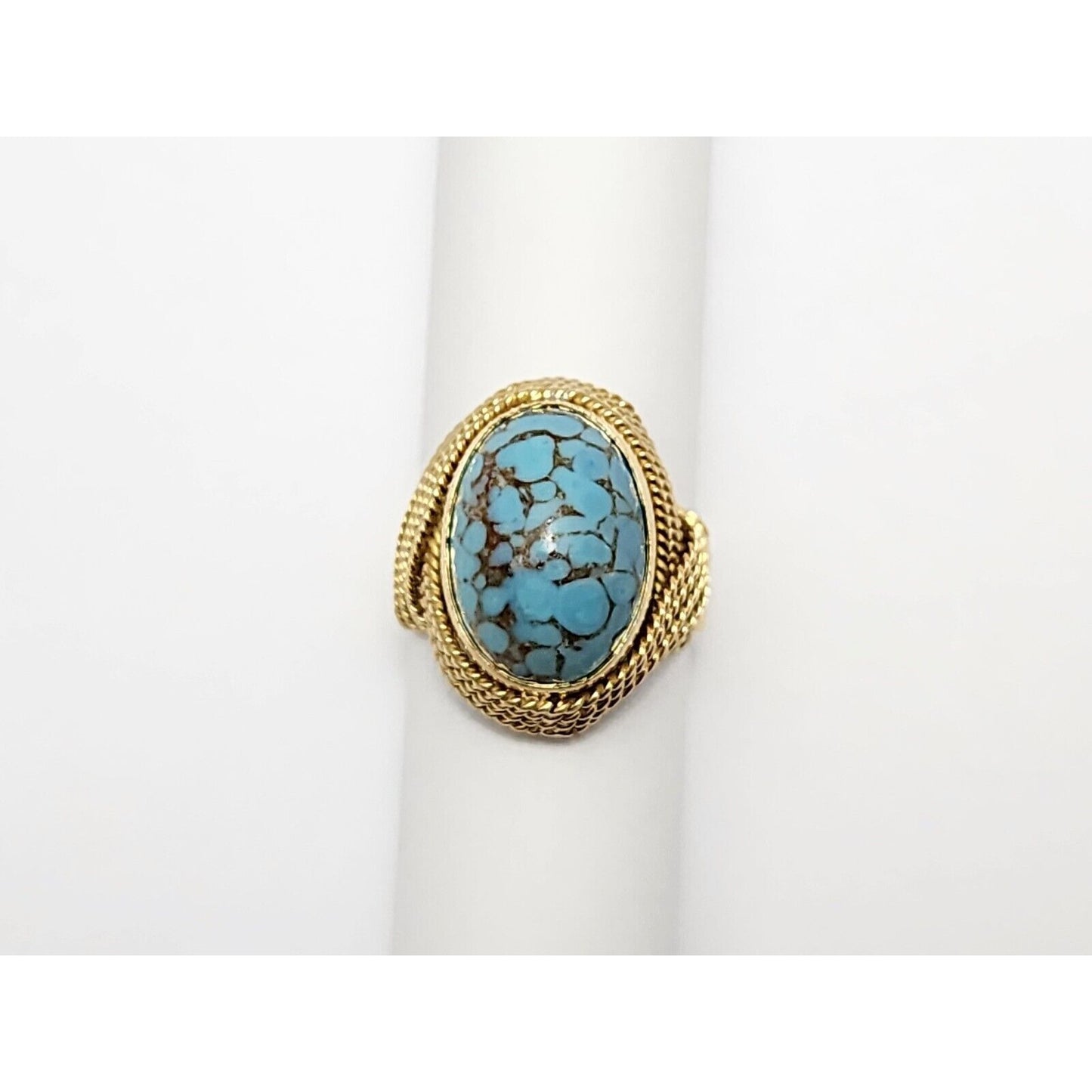 18K Yellow Gold Oval Turquoise Ring