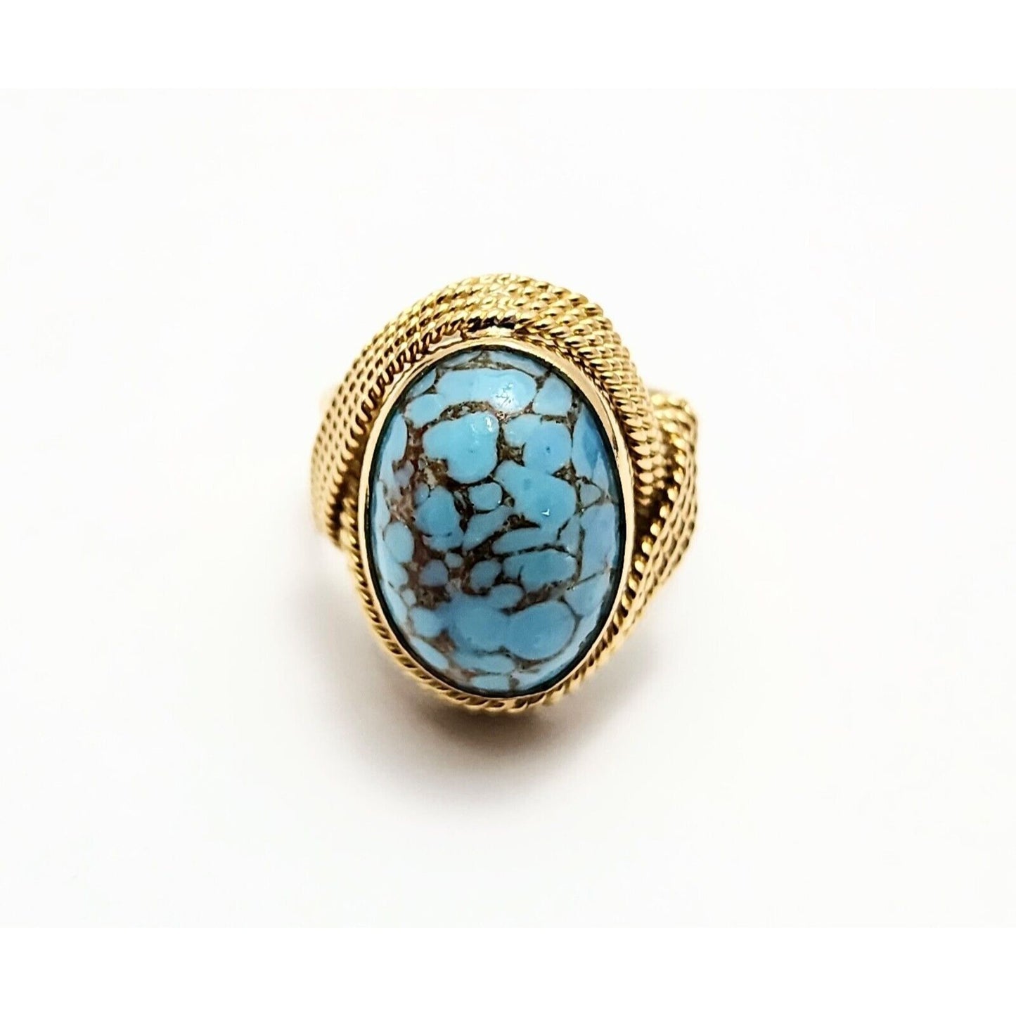 18K Yellow Gold Oval Turquoise Ring