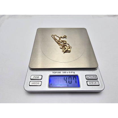 18K Yellow Gold Box Link Chain Necklace & Baby Angel Charm Pendant