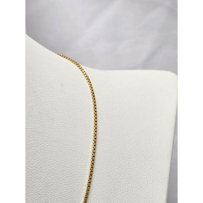 18K Yellow Gold Box Link Chain Necklace & Baby Angel Charm Pendant