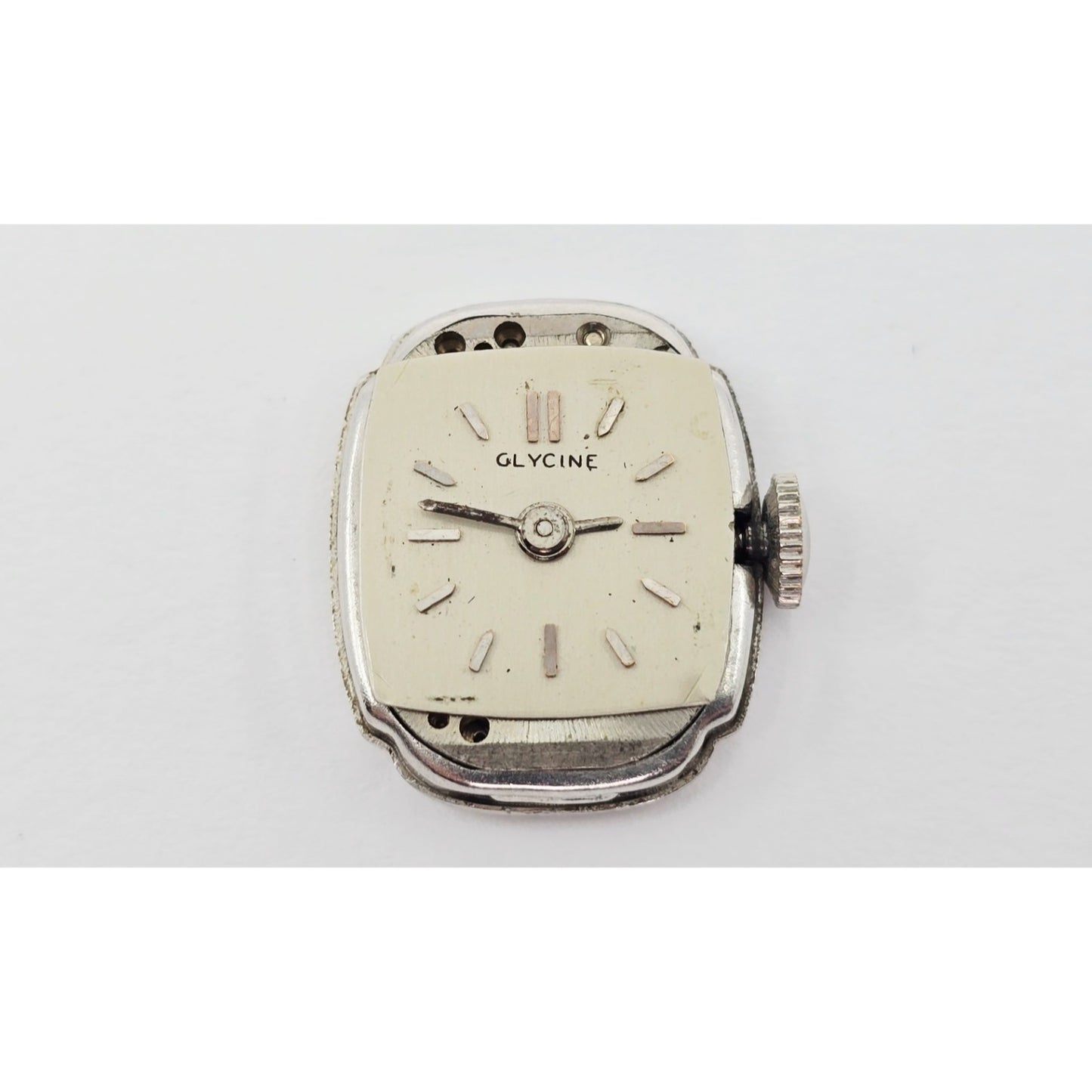 Vintage Glycine 14K White Gold Diamond Ladies Cocktail Watch 17J Swiss