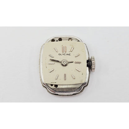 Vintage Glycine 14K White Gold Diamond Ladies Cocktail Watch 17J Swiss