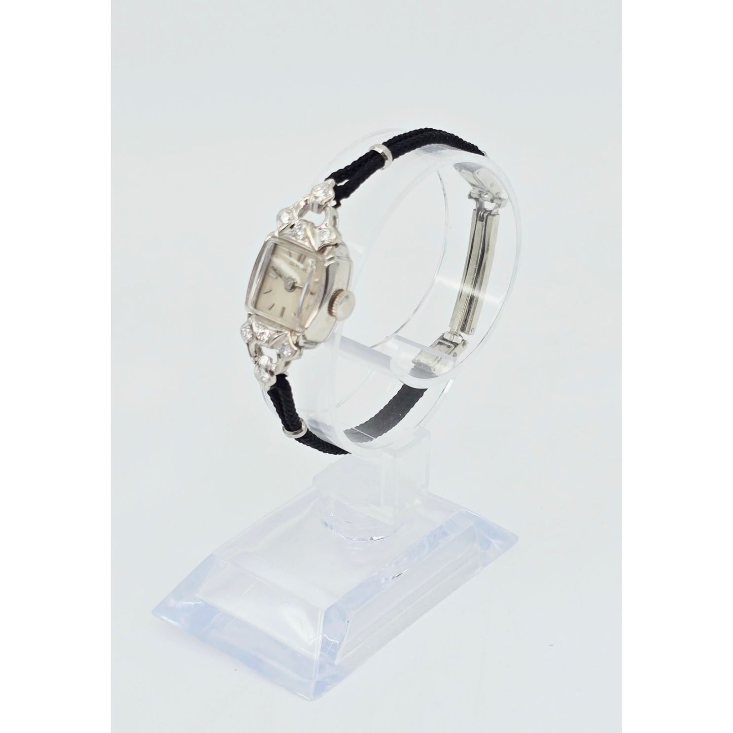 Vintage Glycine 14K White Gold Diamond Ladies Cocktail Watch 17J Swiss
