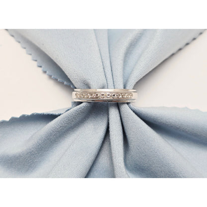 14K White Gold Single Row Round Cut Diamond Wedding Ring Band