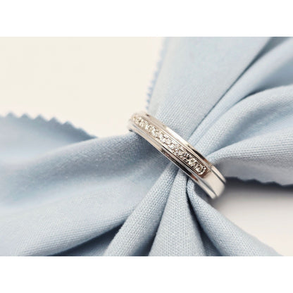 14K White Gold Single Row Round Cut Diamond Wedding Ring Band