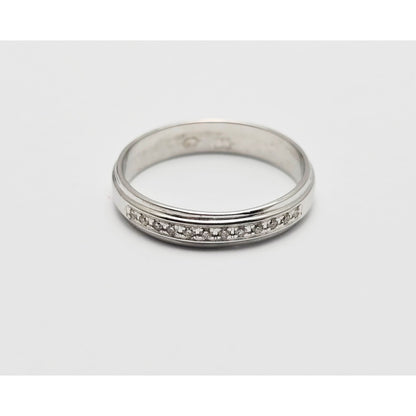 14K White Gold Single Row Round Cut Diamond Wedding Ring Band