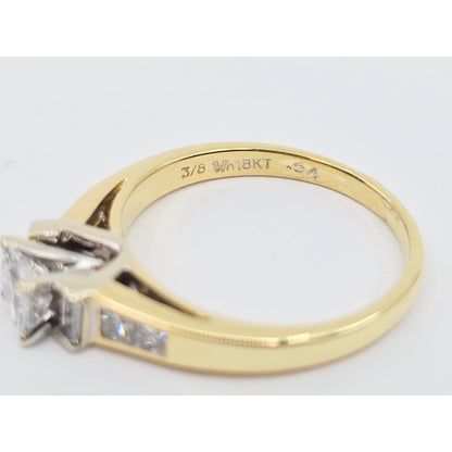 18K Yellow Gold Ladies Diamond Engagement Ring