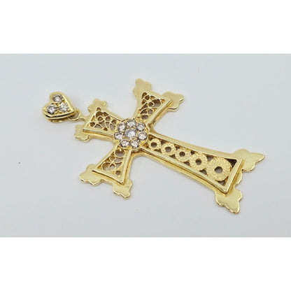 18K Yellow Gold Diamond Cross Pendant Charm