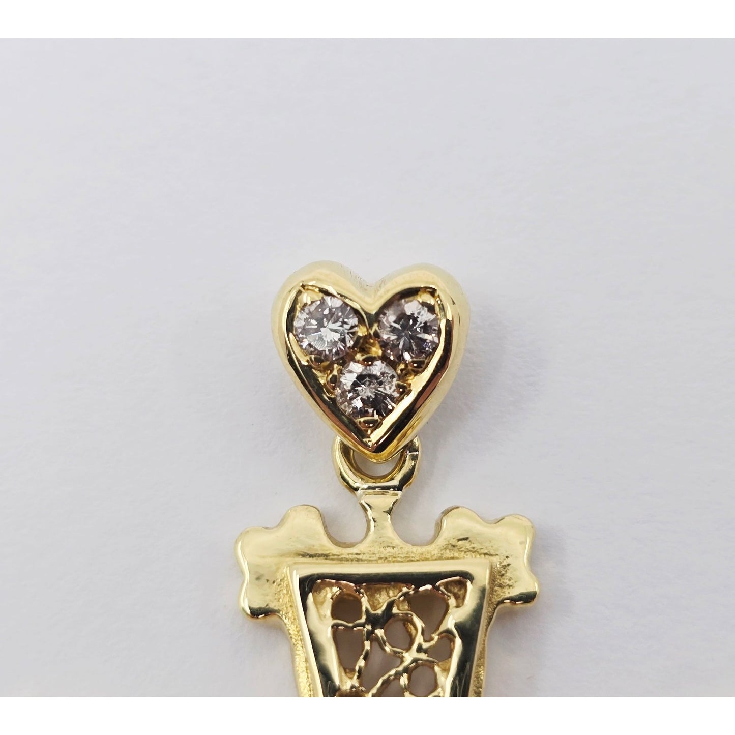18K Yellow Gold Diamond Cross Pendant Charm