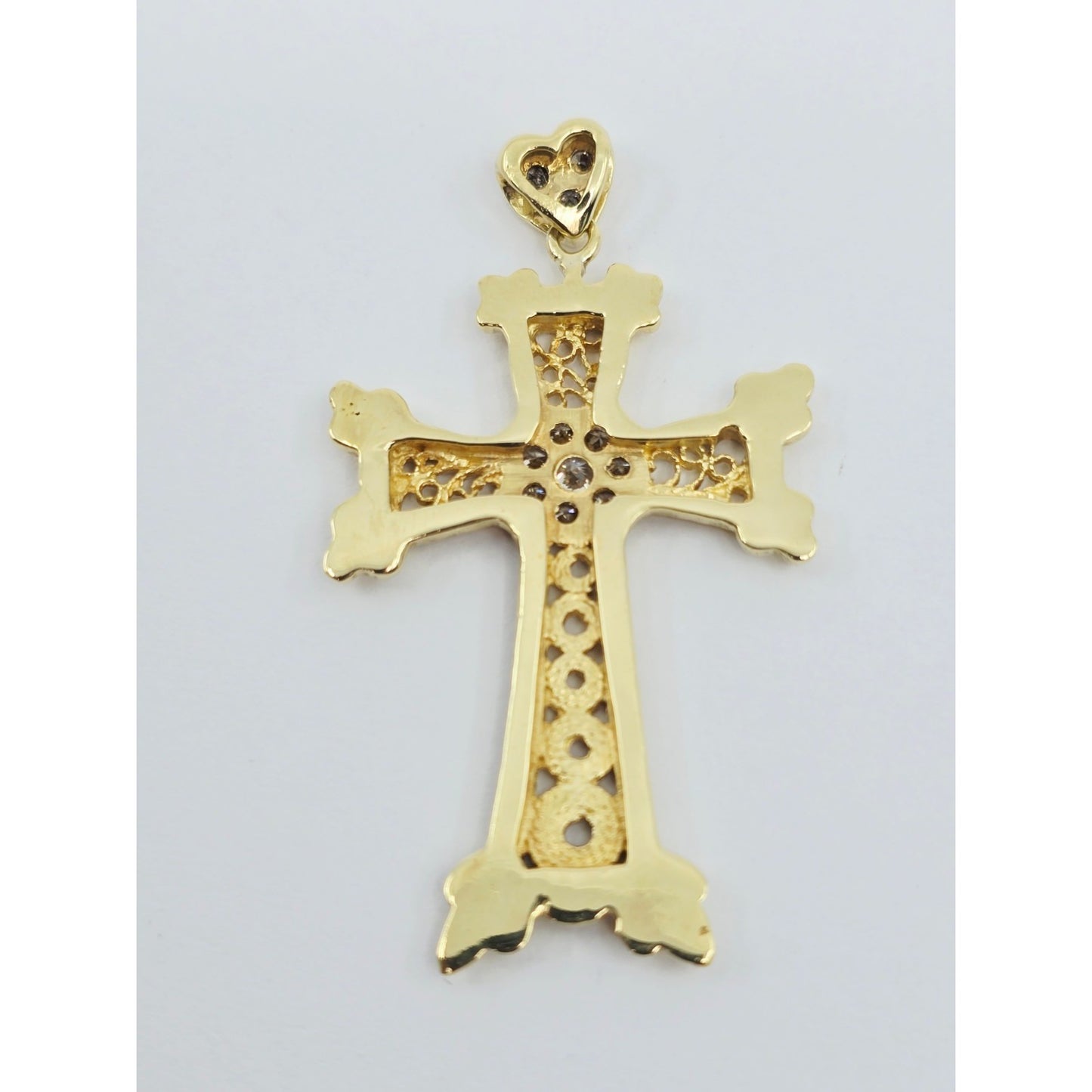 18K Yellow Gold Diamond Cross Pendant Charm