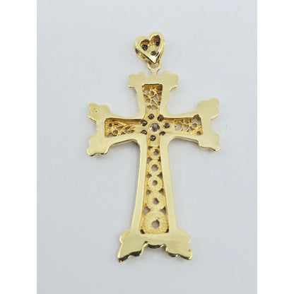 18K Yellow Gold Diamond Cross Pendant Charm