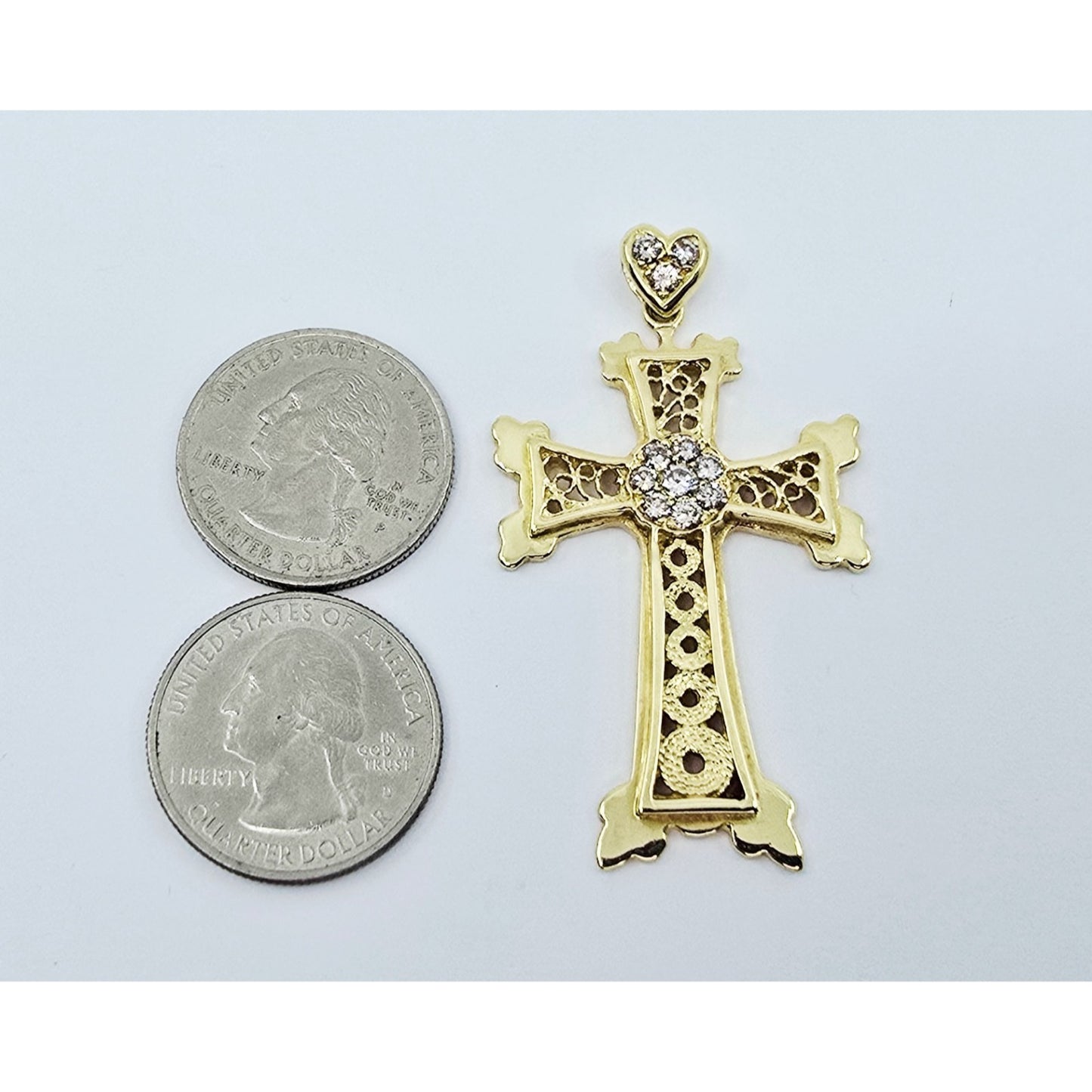 18K Yellow Gold Diamond Cross Pendant Charm