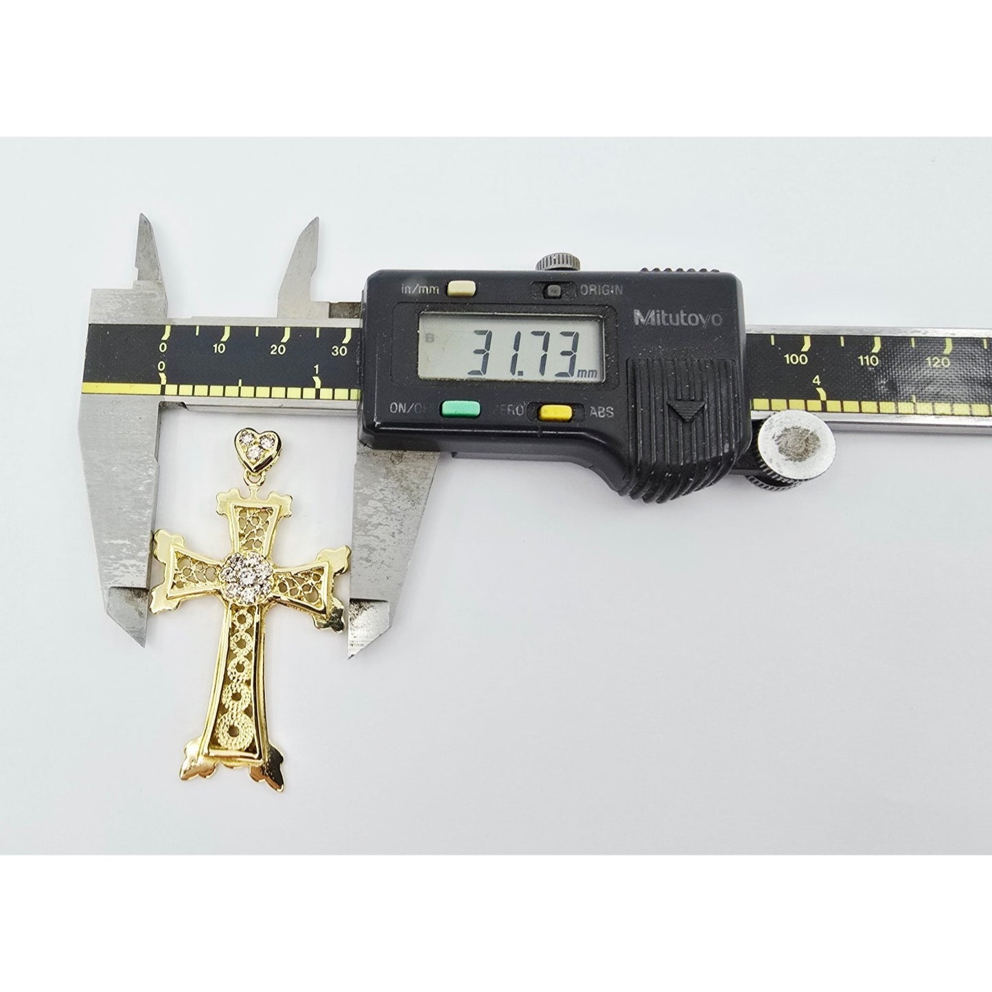 18K Yellow Gold Diamond Cross Pendant Charm