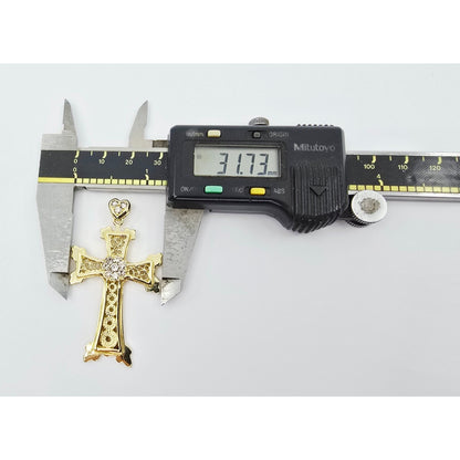 18K Yellow Gold Diamond Cross Pendant Charm