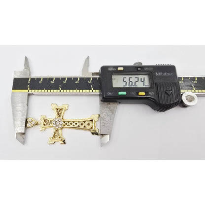 18K Yellow Gold Diamond Cross Pendant Charm