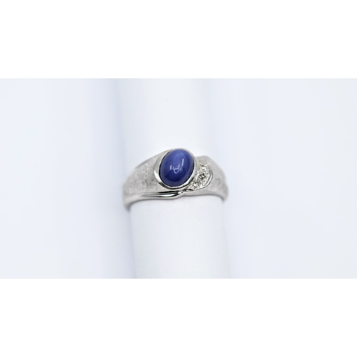 14K White Gold Star Sapphire & Diamond Ring