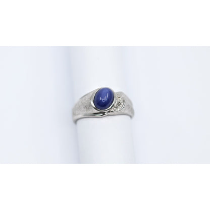 14K White Gold Star Sapphire & Diamond Ring
