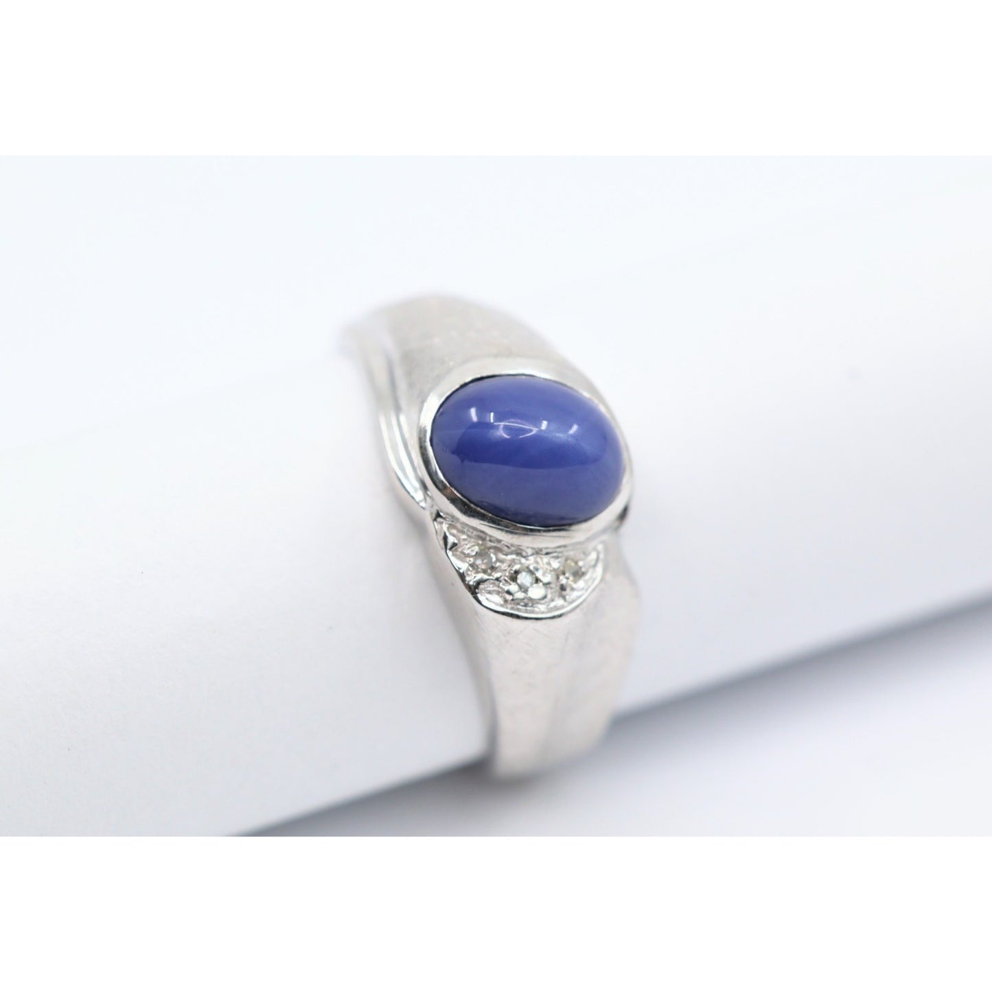 14K White Gold Star Sapphire & Diamond Ring