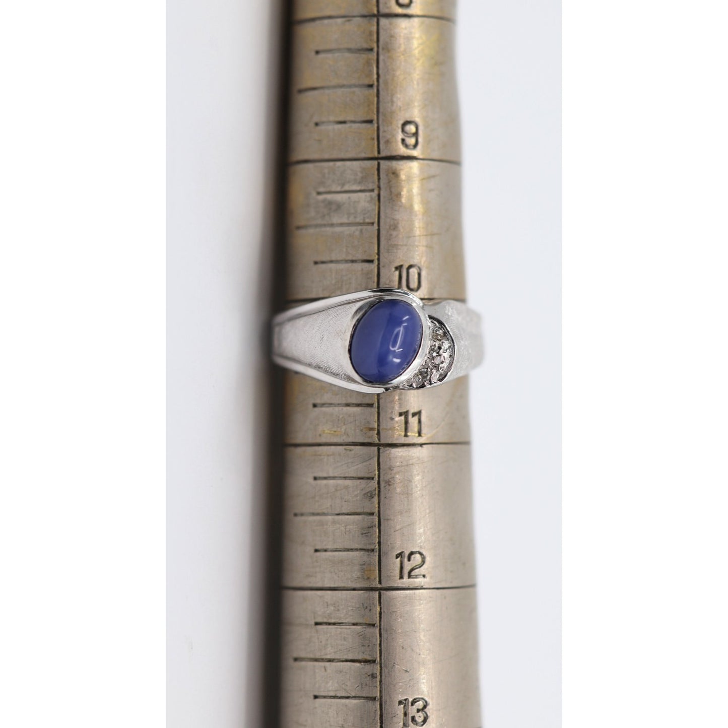 14K White Gold Star Sapphire & Diamond Ring