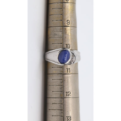 14K White Gold Star Sapphire & Diamond Ring