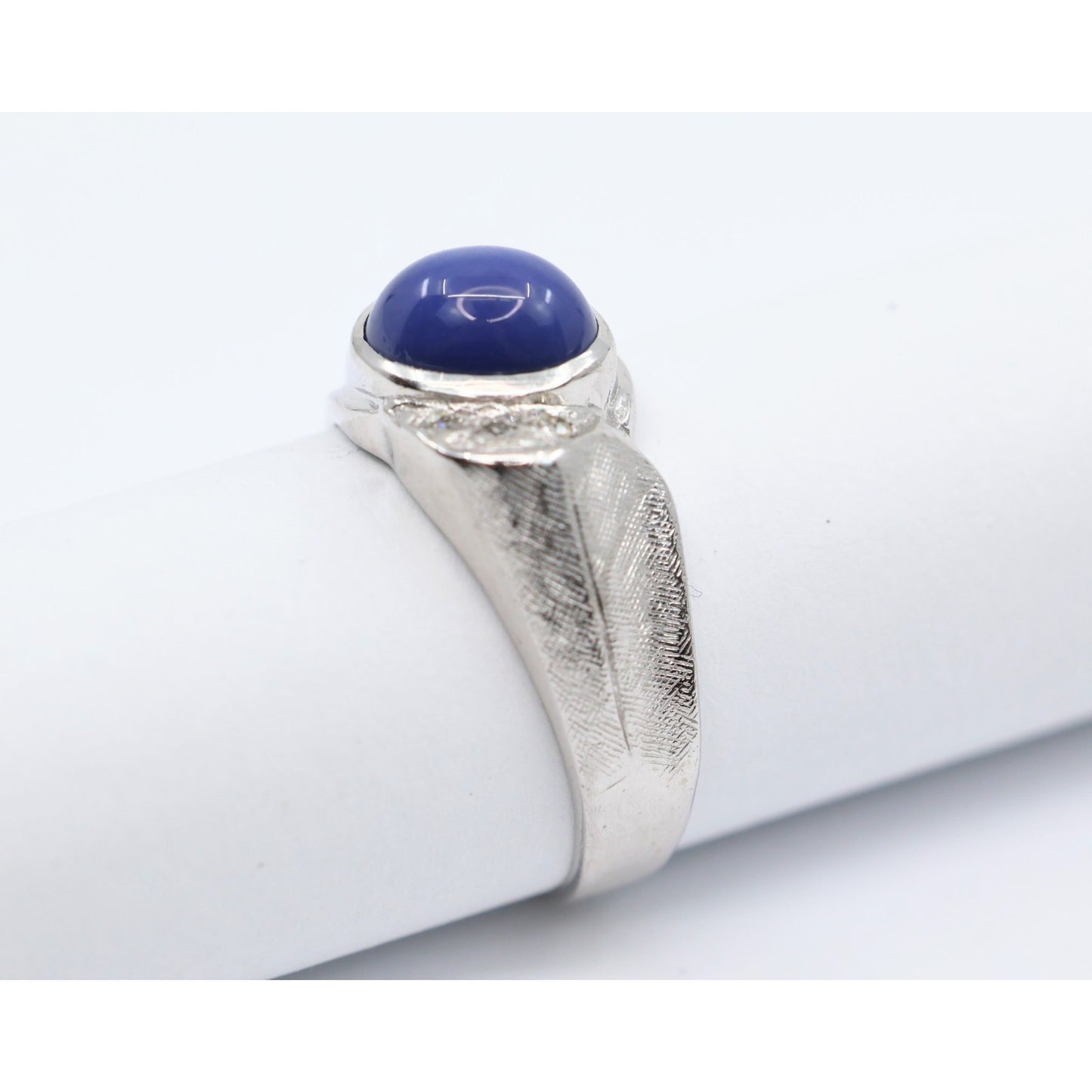 14K White Gold Star Sapphire & Diamond Ring