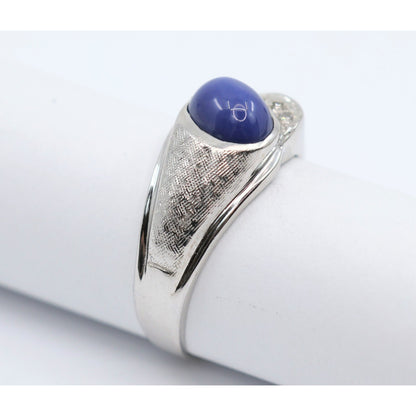 14K White Gold Star Sapphire & Diamond Ring