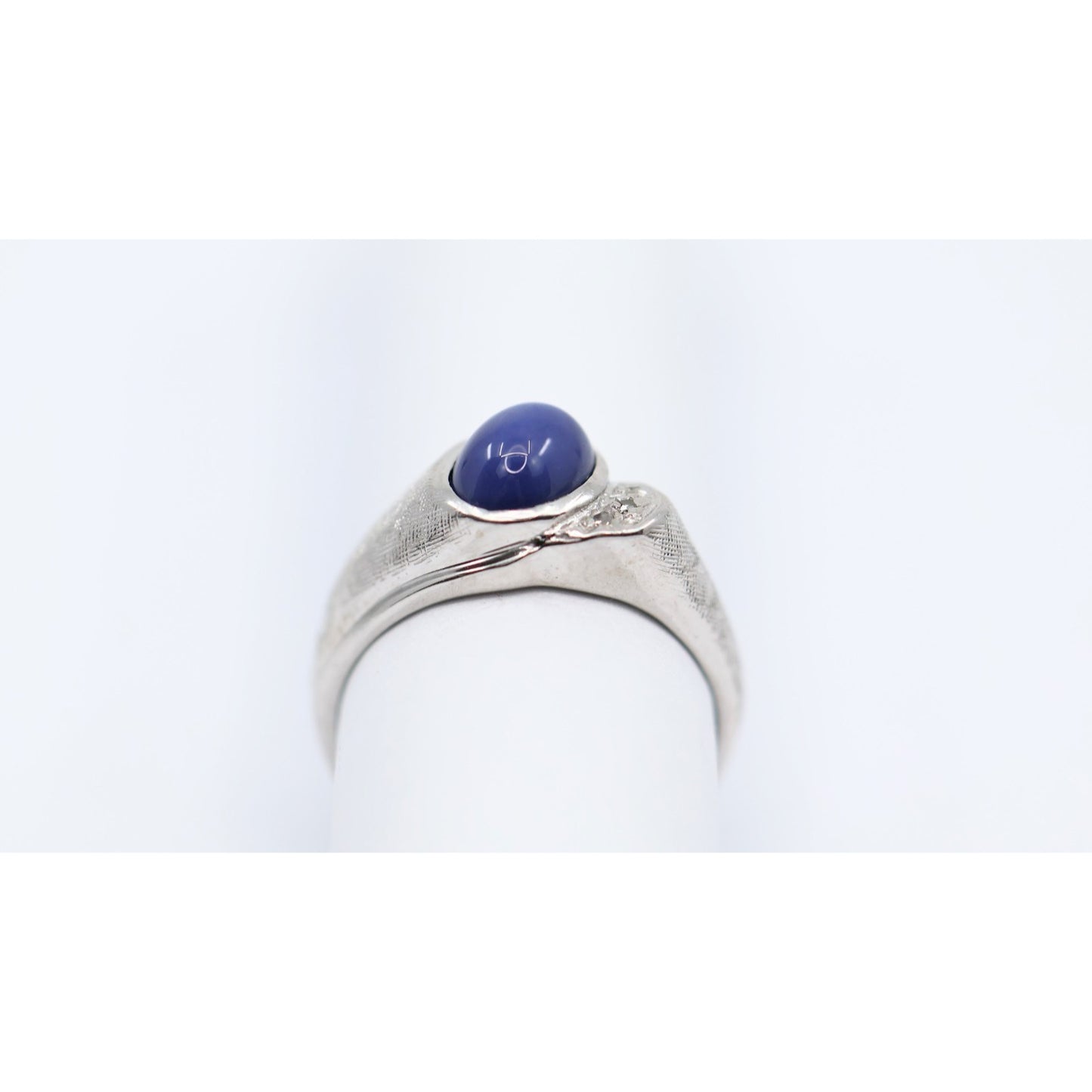 14K White Gold Star Sapphire & Diamond Ring