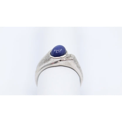 14K White Gold Star Sapphire & Diamond Ring