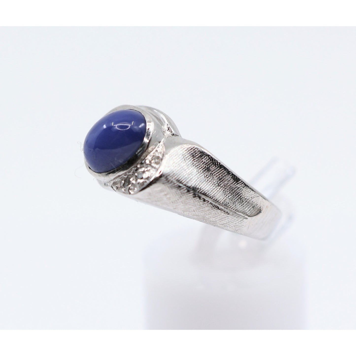 14K White Gold Star Sapphire & Diamond Ring