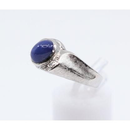 14K White Gold Star Sapphire & Diamond Ring