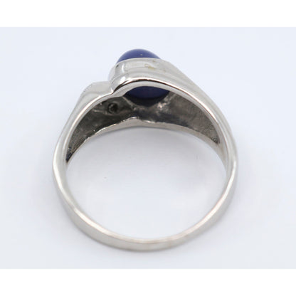 14K White Gold Star Sapphire & Diamond Ring