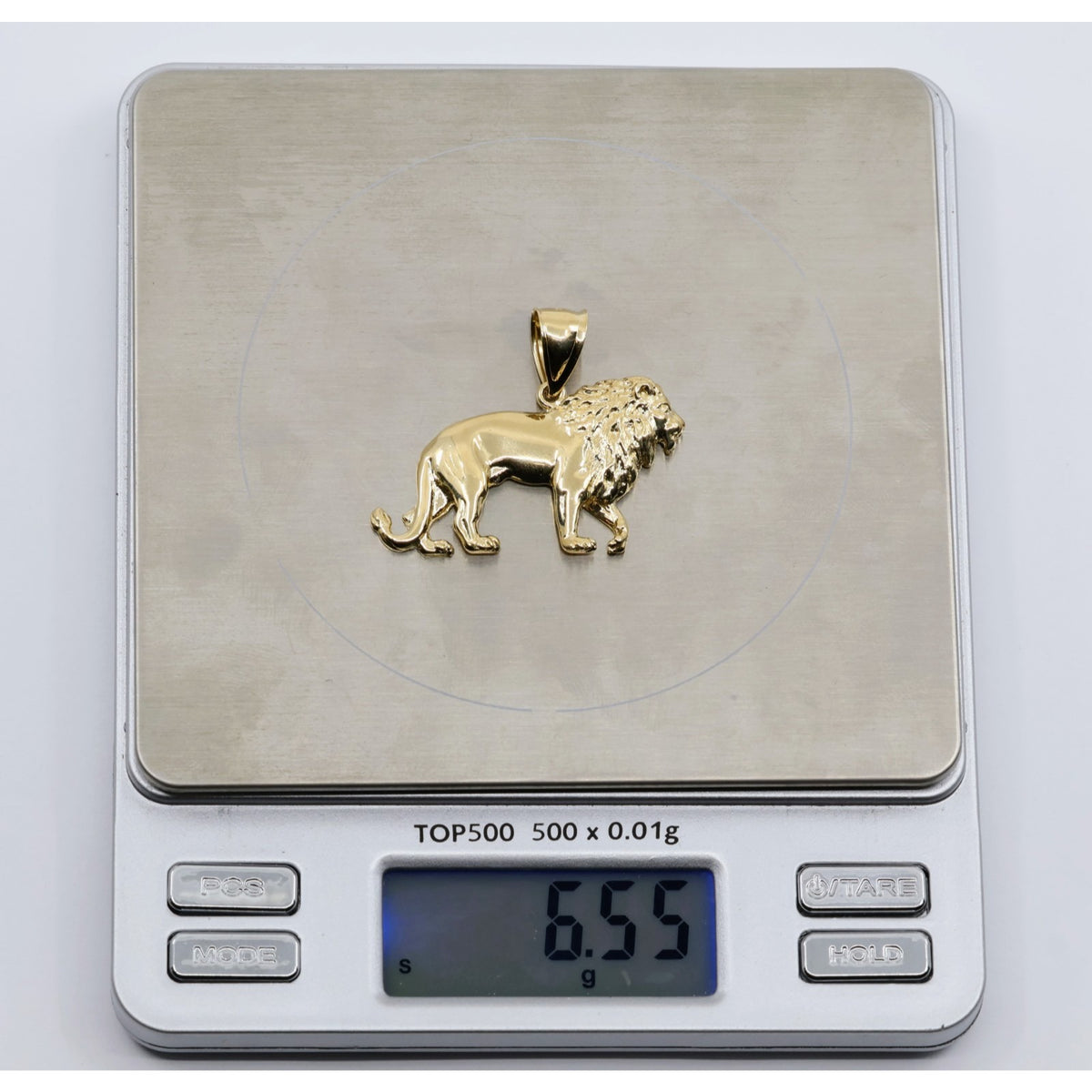 14K Yellow Gold Detailed 3D Walking Lion Animal Pendant Charm