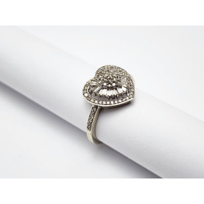 14K White Gold Ladies Heart Diamond Ring