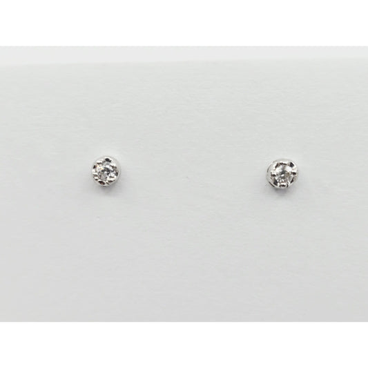 14K White Gold Round Cut Diamond Stud Earrings